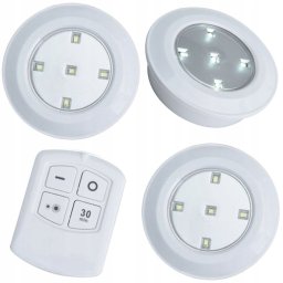 Lampka nocna LED z taśmą samoprzylepną pilot 9,5 cm 3 szt.