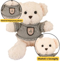 Pluszowa Maskotka Przytulanka Miś Biały Szary Sweterek 26cm