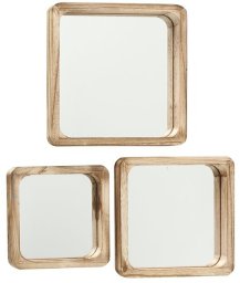 Lustra drewniane na ścianę, kwadratowe MAMBO, 3 sztuki