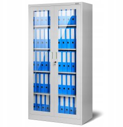 Diablo Chairs Aktenschrank Büroschrank Vitrinenschrank AMELIA, 900 x 1850 x 400 mm, grau