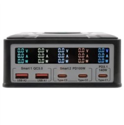 EXSYS EX-1107 Multiport High Power Charger mit QI 15W und USB-C PD mit max. 260W