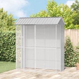 vidaXL Woliera dla ptaków Szara 215x110x247 cm Stal