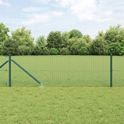 vidaXL Ogrodzenie z drutu spawanego  z 13 słupkami do kotwienia Zielone 0.5x100 m Stal