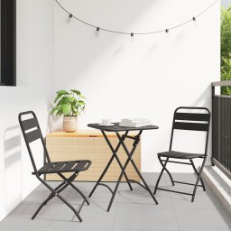 vidaXL 3-częściowy składany zestaw bistro w kolorze antracytowym ze stali (42002954)