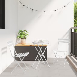 vidaXL Zestaw Bistro 3-częściowy składany biały stal (42002968)