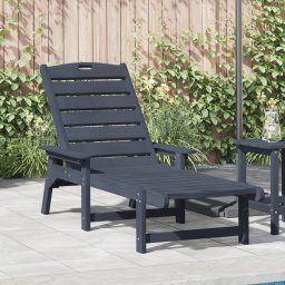 vidaXL Leżak Słoneczny Granatowy 53x162x98,5 cm HDPE
