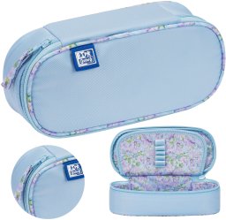 Piórnik kosmetyczka etui usztywniany z klapką błękitny Flowers OXFORD