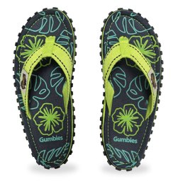 Gumbies japonki ISLANDER FLIP-FLOPS LIME HIBISCUS 37