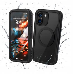 Etui Wodoodporne do Apple iPhone 16 (Do MagSafe, 360, Pancerne, Czarne)