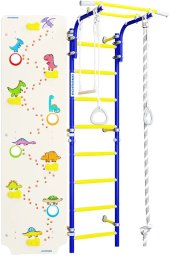 Drabinka gimnastyczna Next 1 niebieska + ścianka Dino 225 cm + huśtawka CE