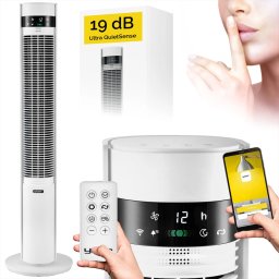 Cichy WENTYLATOR Kolumnowy Podłogowy JONIZACJA Stojący NATURALNY WIATR + Pilot - Yoer CoolWhisper TF07W - DARMOWA DOSTAWA