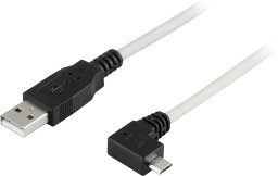 Kabel USB Deltaco kabel USB USB (han) do Micro-USB Type B (han) - 2 m - 90° połączenie - szary