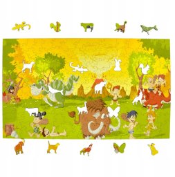 Puzzle Epoka Kamienia 160 elementów Układanka drewniana Mruu&Pruu