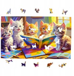 Puzzle Czytające kotki 160 elementów Układanka drewniana Mruu&Pruu