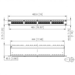 Metz Connect GmbH BTR Panel krosowy E-DAT C6A, Cat.6A, 24 Port, 48,30cm (19"), srebrny anodowany (130855C-E)