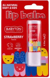 Babyton, Balsam do ust, truskawkowy smak, bezpieczny od narodzin, 5 g