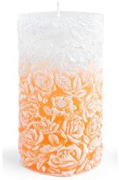 Świeca walec duży 8x18,5cm RÓŻANA pomarańczowa parafinowa