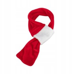 Trixie Xmas scarf, flannel look/plush, 50 cm, red/white