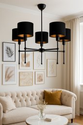 Lampa wisząca Lumes Lampa sufitowa czarna nowoczesna z czarno-złotymi abażurami MODENA