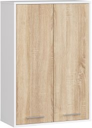 Szafka wisząca łazienkowa FIN 64 cm 2 drzwi 4 półki pojemna - biała sonoma