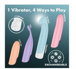SATISFYER_Playful Four wibrator z wymiennymi nakładkami