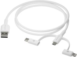 Kabel USB dbramante USB-A - USB-C + microUSB + Lightning 1 m Biały (CBX3A3WH7176)