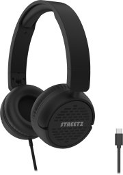 USB-C STREETZ C100 ausinės , sulankstomos, USB-C, juodos / C100-BLK / 6612102