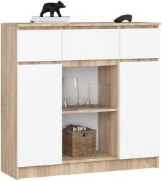 KOMODA K100 2D 3SZ 1P PK DĄB SONOMA / BIAŁY