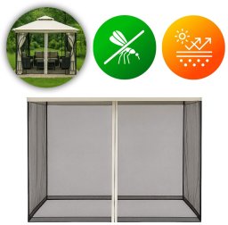 Moskitiera do pawilonu ogrodowego 3x3 m siatka z zamkami błyskawicznymi MultiGarden