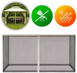Moskitiera do pawilonu ogrodowego 3x4 m siatka z zamkami błyskawicznymi MultiGarden