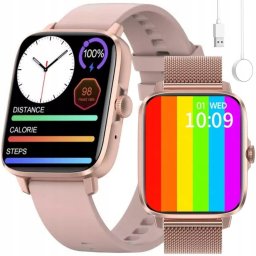 SMARTWATCH DAMSKI ZEGAREK ROZMOWY EKG PULS 2 PASKI