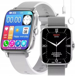 SMARTWATCH DAMSKI ZEGAREK ROZMOWY EKG PULS 2 PASKI