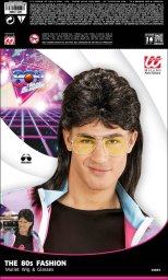 Widmann lata 80-te mullet peruka czarny