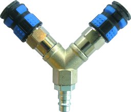 Y-stykke med 2 lynkoblinger - serie 1625 og 1 koblingsnippel