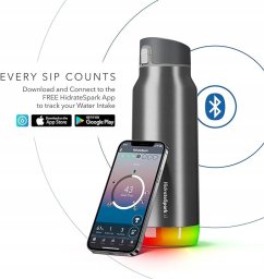 HidrateSpark PRO Chug smart drink bottle, 0.95 L, silver