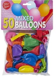 Balloner ass. 50stk/pak runde og lange - (50 stk.)