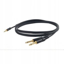 PROEL 3.5mm stereo male - 2 x 6.3mm mono male, 3m, black