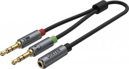 Kabel Unitek Jack 3.5mm - Jack 3.5mm x2 0.2m srebrny (Y-C957ABK)