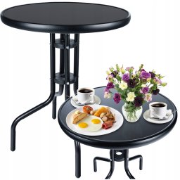 O12A STOLIK  OGRODOWY BALKONOWY SZKŁO     CZARNE