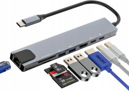 HUB USB Pawonik ADAPTER HUB USB 8W1 USB-C PRZEJŚCIÓWKA USB 3.0 PD HDMI SD LAN THUNDERBOLT