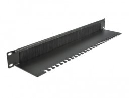 Organizer Delock DeLOCK 19? Cable Management Brush Strip with Cable Support Plate 1U black, Brush panel, Black, Metal, 1U, China, 483 mm