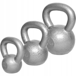 Zestaw kettlebell żeliwne 24 kg hantle 3 szt kula