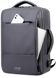 Chill Innovation Chill Voyage 17" PC Backpack, Grey, City, Unisex, 43.2 cm (17"), Notebook compartment, Polyester