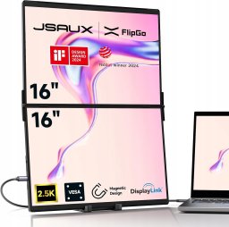 JSAUX FlipGo 16" Pro 2.5K Podwójny przenośny monitor przedłużenie ekranu