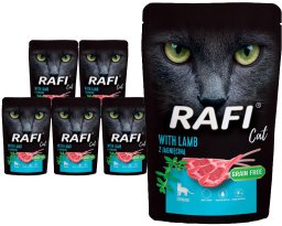 Rafi Mokra karma dla kotów sterylizowanych z jagnięciną Cat Adult zestaw 10 x 100 g