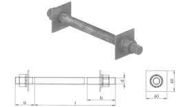 Śruba dwustronna M20, L=280 mm do mocowania haków nakrętkowych oraz do zbliźniaczenia żerdzi ŻN (S3022CP)