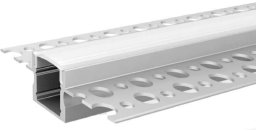 Profil MiniLUX LINE-12 2m srebrny +Klosz mleczny klik (profil wpuszczany ze skrzydełkami do zagipsowania) do taśmy led RGBW 12mm