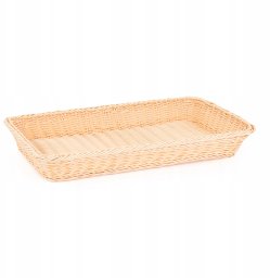 Koszyk prostokątny z polirattanu GN 1/1 530x325x65 mm, beżowy | TECHNICA, Gold Line