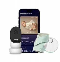 Niania elektroniczna Owlet Dream Sock & Cam 2 Bundle pulsoksymetr miętowy