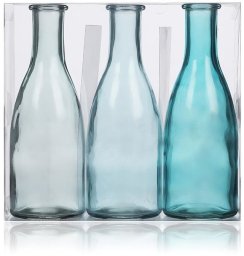 Blå glasflasker, 18,5 cm
